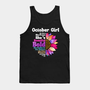 Sunflower October Girl She Slays She Prays She's Beautiful Like A Boss Tank Top